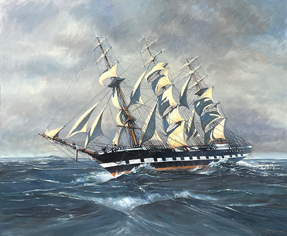 Alan Sanders nz fine art, sail driven ships, The Piako, oil on canvas